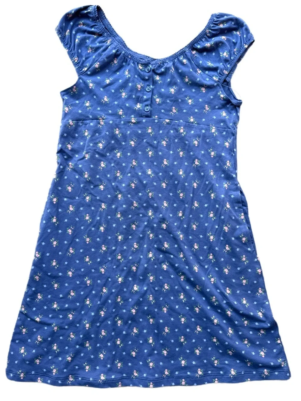 Old Navy Blue Girls' Scoop Neck Nightgown with Lace Trim